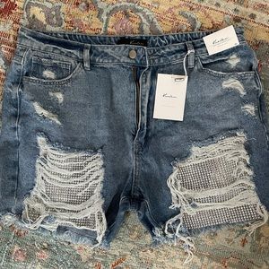 Kancan distressed jean shorts